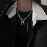 Cifeeo KPOP Punk Butterfly Pendant Grunge Metal Chain Necklace For Women Hip Hop Cool Guy Y2k Jewelry