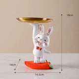 Cifeeo Home Tray Sculpture Rabbit Storage Ornaments,Living Room Decoration Tabletop Fruit Plate,TV Cabinet Decor Sculpture Resin Crafts