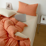 Cifeeo New Simple Solid Color Bedding Set Full Size AB Double-sided Duvet Cover Set with Bed Sheet Quilt Cover and Pillowcases Double