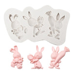 3D Easter Cookie Mold Silicone Biscuit Cutter Cute Bunny Rabbit Egg Mould Easter Party Chocolate Fondant Cake Decorating Tools