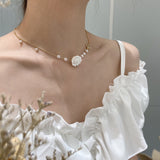 Cifeeo 2023 Kpop Double Layer Chain Gold Fashion Choker Cute Romantic Women Pearl Pendant Necklace Girl Jewelry Collar