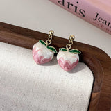 Cifeeo New Arrival Stud Earrings Fashion Plant Metal Women Trendy Peach Pink Earrings Tea Style Sweet Simple Jewelry