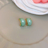 Cifeeo New Arrival Stud Earrings Fashion  Resin Women Classic  C-shaped Simple Cute Colour Springs Elegant Jewelry