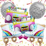 Back to school Cifeeo  18'' Disco 4D Foil Balloons Inflatable Rock Radio Roller Skate 80S 90S Party Decors Retro Hip Hop Themed Birthday Party Supplies