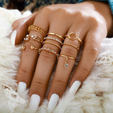 Cifeeo 3-16PC Fashion Ring Sets For Women Vintage Punk Gothic Finger Jewelry Fine Jewelry  Boys Girls Party Gifts