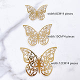 Back to school 12Pcs Gold Butterfly Cake Topper DIY Home Decoration Simulation Metal Texture Hollow Butterflies Wedding Crafts Party Decoration