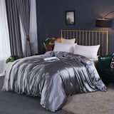 Cifeeo High-end Natural Silk-Blending Queen Size Blanket Cover Solid Stain Duvet Cover Silky Single Double Bed Blanket Comforter Covers