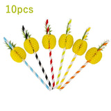 Back to school 10Pcs Flamingo Pineapple Drinking Straws Hawaii Beach Tropical Birthday Party Decoration Summer Pool Party Wedding Supplies