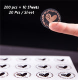 Back To School 200Pcs/Set Bronzing Transparent Sealing Stickers Love Heart Round Gold Silver Black Envelop Candy Bag Lables for Baking Gift DIY