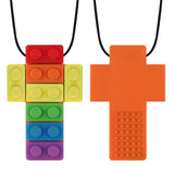 Cifeeo 1PCS Sensory Chew Necklace Brick Chewy Kids Silicone Biting Pencil Topper Teether Toy, Silicone Teether for Children with Autism