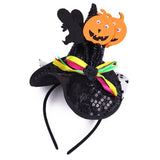 Black Friday Cifeeo  Halloween Pumpkin Headband High Quality Sequined Witch Hat Haunted House Atmosphere Props Pumpkin Halloween Party Hat Headband