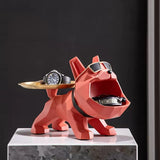 Cifeeo Cool French Bulldog Home Decoration With Tray Bigmouth Dog Statue Storage Box Animal Resin Sculpture Statue Home Décor Gift