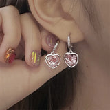 Cifeeo New Harajuku Vintage Goth  Pink Peach Heart Drop Earrings For Women Grunge Punk Halloween Aesthetic Y2k Fairy Jewelry