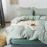 Cifeeo Green Brown Plaid Duvet Cover 220x240 Pillowcase Bed Sheet 4pcs Fashion Bedding Set Quilt Cover Four-Pieces Set Soft Bed Linens