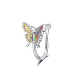 1Pc Crystal Butterfly Fake Nose Ring Non Piercing Clip On Nose Ring Indian Style Nose Cuff Fake Piercing Septum Nariz Jewelry