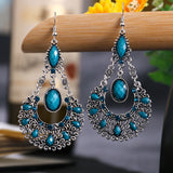 Back To School Cifeeo  Ethnic Women Drop Dangle Earings Geometric Carved Hollow Bead Antique Silver Color Bohemia Wedding Earrings Jewelry