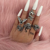 Cifeeo 3-16PC Fashion Ring Sets For Women Vintage Punk Gothic Finger Jewelry Fine Jewelry  Boys Girls Party Gifts