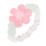 Cifeeo New Cute Transparent Resin Acrylic Handmade Beaded Rhinestone Colourful Geometric Square Round Rings for Women Y2k Jewelry Party