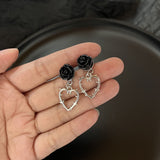 Cifeeo Punk Cross Hoop Earrings For Women Fashion Gothic Diamante Flower Portrait Head Earring Crystal Dangle Earrings Cute Party Gift