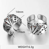 Cifeeo Vintage Punk Straight Flush Poker Opening Ring Exaggerated Playing Card Finger Ring For Men Fashion Party Jewelry