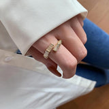 Graduation Gift New Arrival Rings Fashion Women Metal Party Classic Zircon Bamboo Women's Open Ring Korean Style Elegant Female Jewelry
