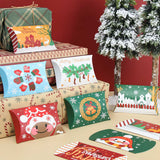 Christmas Gift 12Pcs Christmas Pillow Shape Candy Box Merry Christmas Kraft Paper Gift Box Packging Kids Favors Happy New Year Navidad