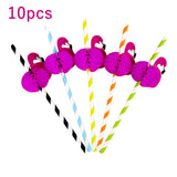 Back to school 10Pcs Flamingo Pineapple Drinking Straws Hawaii Beach Tropical Birthday Party Decoration Summer Pool Party Wedding Supplies