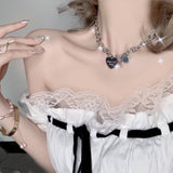 Cifeeo Kpop Heart Chain Choker Necklace For Women collar Goth Necklaces Aesthetic Jewellery Christmas Party Girl halloween New Chocker