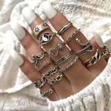 Cifeeo 3-16PC Fashion Ring Sets For Women Vintage Punk Gothic Finger Jewelry Fine Jewelry  Boys Girls Party Gifts