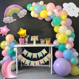 Cifeeo Sky Theme Rainbow Balloon Arch Kit With Star Clouds Moon Sun Girl Children's Birthday Decoration Party Pastel Balloon