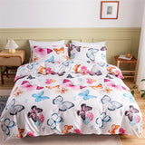 Cifeeo European American Floral Print Bedding Set Queen High Quality Home King Size Duvet Cover Set Butterfly Quilt Covers Pillowcase
