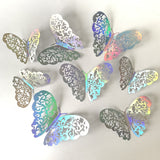 Back To School 12pcs Wall Stickers 3D Hollow Rosegold Butterfly Decorative Sticker for Home Living Room Bedroom Kids Room Wall Wedding Decor