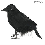 Cifeeo Simulation Crow Ornament Halloween Black Crow Props Simulation Flocking Crow Party Ghost Festival Party DIY Happy Halloween Day