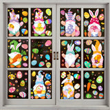9Sheets Easter Window Stickers Cartoon Rabbit Egg Wall Sticker Fridge DIY Decal Happy Easter Party Decorations for Home 2022