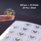 Back To School 200Pcs/Set Bronzing Transparent Sealing Stickers Love Heart Round Gold Silver Black Envelop Candy Bag Lables for Baking Gift DIY