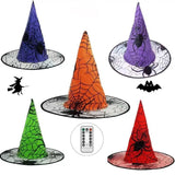 Cifeeo  Halloween Infrared Remote Control Witch Hat Light String Ghost Lamp Wizard Hat Hanging Light Ghost Day Horror Decoration Light