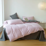Cifeeo New Simple Solid Color Bedding Set Full Size AB Double-sided Duvet Cover Set with Bed Sheet Quilt Cover and Pillowcases Double