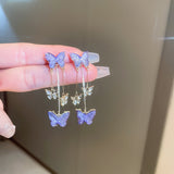 Graduation Gift New Arrival Drop Earrings Fashion Trendy Women Dangle Earrings Purple Butterfly Sweet Long Tassel Female Jewelry