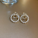 Cifeeo New Arrival Stud Earrings  Letter Pearl Women Letter D Circle Earrings Korea Simple Earrings Fashion Versatile Cute Jewelry
