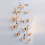 Back to school 12Pcs 3D Hollow Butterfly Wall Sticker for Home Decoration DIY Cake Decor Butterfly Stickers for Wedding Party Room Fridge Decor