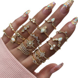 Cifeeo 3-16PC Fashion Ring Sets For Women Vintage Punk Gothic Finger Jewelry Fine Jewelry  Boys Girls Party Gifts