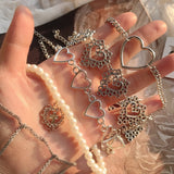 Cifeeo Kpop Heart Chain Choker Necklace For Women collar Goth Necklaces Aesthetic Jewellery Christmas Party Girl halloween New Chocker