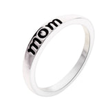 Cifeeo  Silver Plated Mom Ring Mother Or Dad Father Silver Color Simple Thin Smooth Finger Rings Holiday Mothers Day Gift Love Jewelry