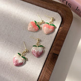 Cifeeo New Arrival Stud Earrings Fashion Plant Metal Women Trendy Peach Pink Earrings Tea Style Sweet Simple Jewelry