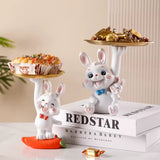 Cifeeo Home Tray Sculpture Rabbit Storage Ornaments,Living Room Decoration Tabletop Fruit Plate,TV Cabinet Decor Sculpture Resin Crafts