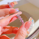 Cifeeo Pink Crystal Heart Bowknot Rings For Women Girls Y2k Kpop Sweet Cool Open Finger Rings Party Fashion Jewelry Gifts 2023 New