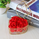 Metal Basket 6 Rose Soap Flower Heart-shaped Gift Box Birthday Valentine's Day Gift Giveaway Aromatherapy Artificial Flowers