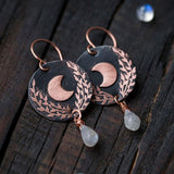 Cifeeo  Moon Crescent Geometric Vintage Earrings Round Disc Teardrop Stone Earrings For Women Ancient Drop Dangle Jewelry Gifts