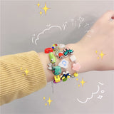 Cifeeo Cute Colorful Unique Ceramic Beads Bracelets Handmade DIY Artware Cartoon Elements Bracelet Y2k Jewelery