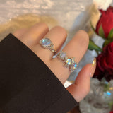 Cifeeo Y2k Irregular Open Rings Moonstone Heart Finger Rings For Women Girls Kpop Sweet Cool Trendy Aesthetic Jewelry Gifts Wholesale